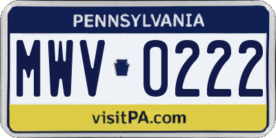 PA license plate MWV0222