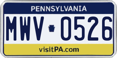 PA license plate MWV0526