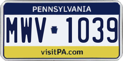 PA license plate MWV1039