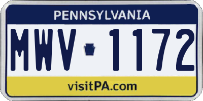 PA license plate MWV1172