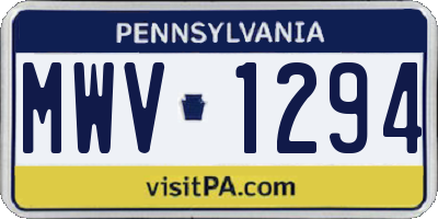 PA license plate MWV1294