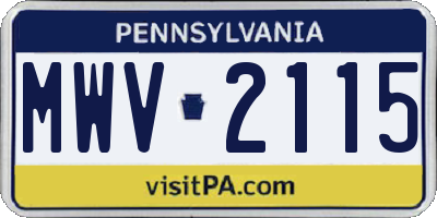 PA license plate MWV2115