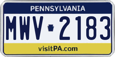 PA license plate MWV2183