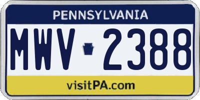 PA license plate MWV2388