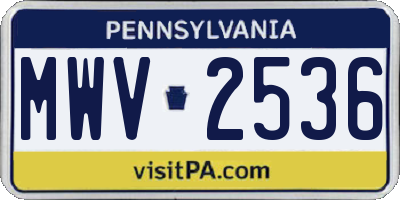PA license plate MWV2536