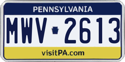 PA license plate MWV2613