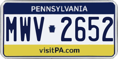 PA license plate MWV2652