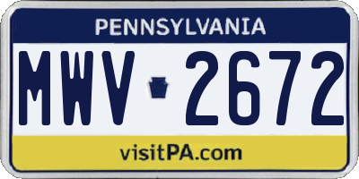 PA license plate MWV2672