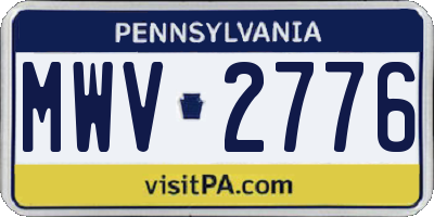 PA license plate MWV2776
