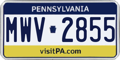 PA license plate MWV2855