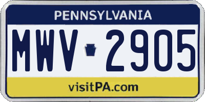 PA license plate MWV2905
