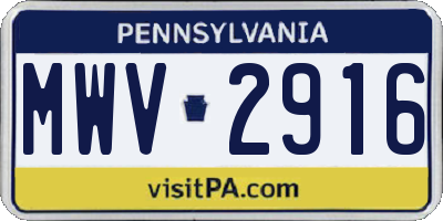 PA license plate MWV2916