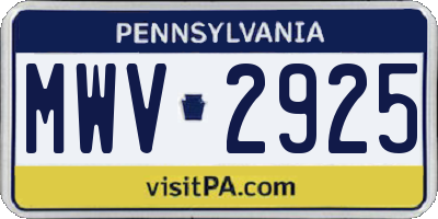 PA license plate MWV2925