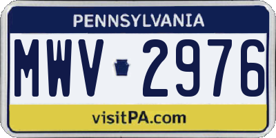 PA license plate MWV2976
