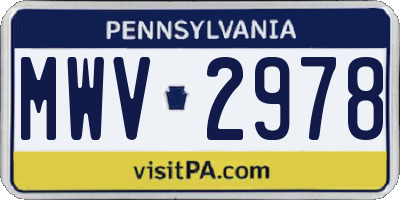 PA license plate MWV2978