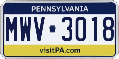 PA license plate MWV3018
