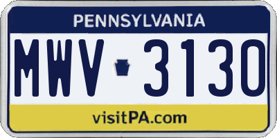 PA license plate MWV3130