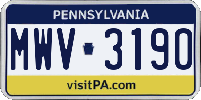 PA license plate MWV3190