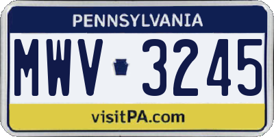 PA license plate MWV3245
