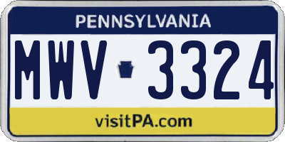 PA license plate MWV3324