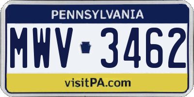 PA license plate MWV3462