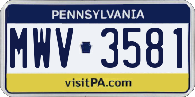 PA license plate MWV3581