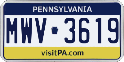 PA license plate MWV3619