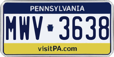 PA license plate MWV3638