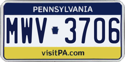 PA license plate MWV3706