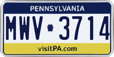 PA license plate MWV3714