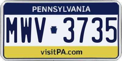 PA license plate MWV3735