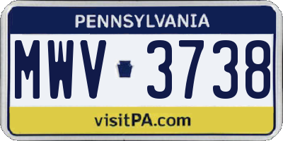 PA license plate MWV3738