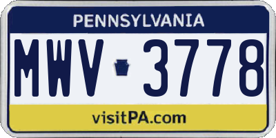 PA license plate MWV3778
