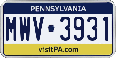 PA license plate MWV3931