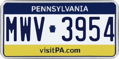 PA license plate MWV3954