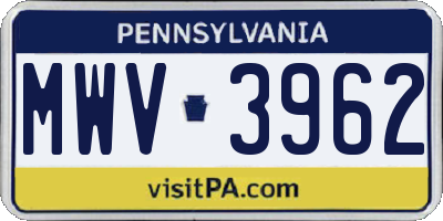 PA license plate MWV3962