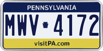 PA license plate MWV4172