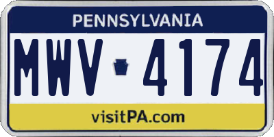 PA license plate MWV4174