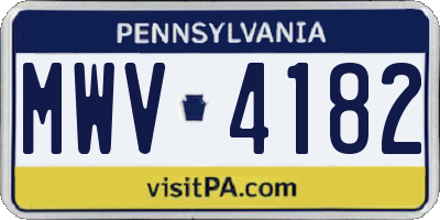 PA license plate MWV4182