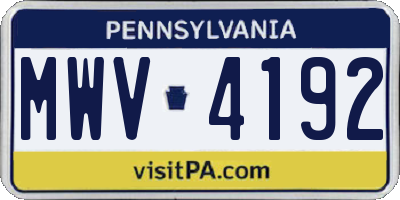 PA license plate MWV4192