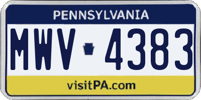 PA license plate MWV4383