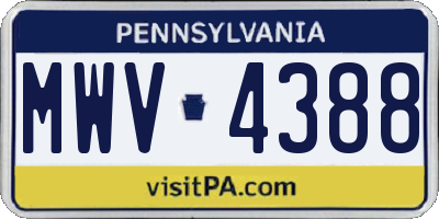 PA license plate MWV4388