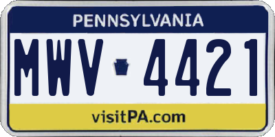 PA license plate MWV4421