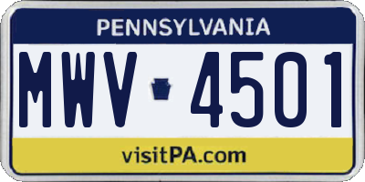 PA license plate MWV4501