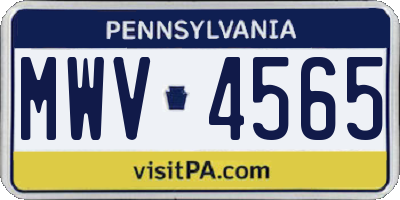 PA license plate MWV4565