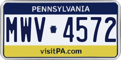 PA license plate MWV4572