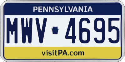 PA license plate MWV4695
