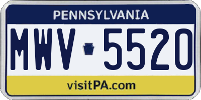 PA license plate MWV5520
