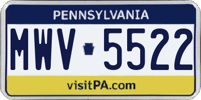PA license plate MWV5522