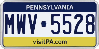 PA license plate MWV5528